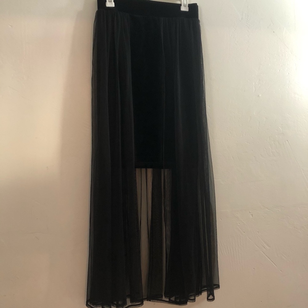 Velvet Skirt with a mesh overlay